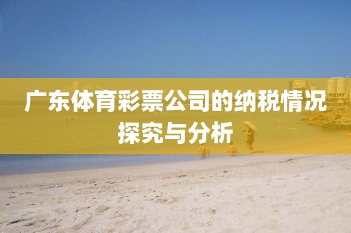 广东体育彩票公司的纳税情况探究与分析